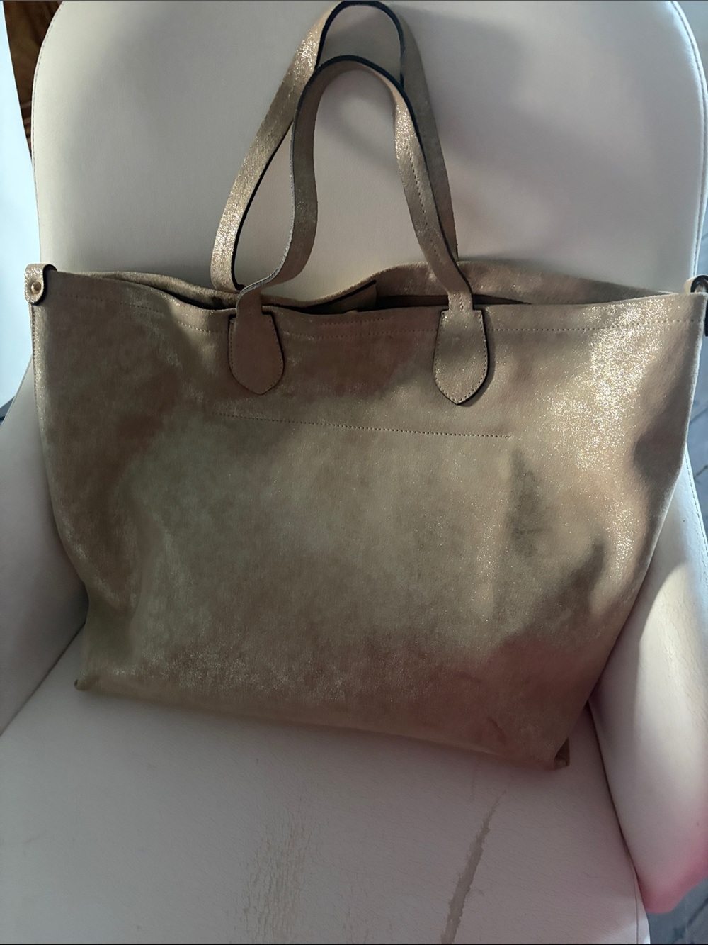 Metallic Gold Tote Bag with Double Straps GIANNI NOTARO MADE IN Italy